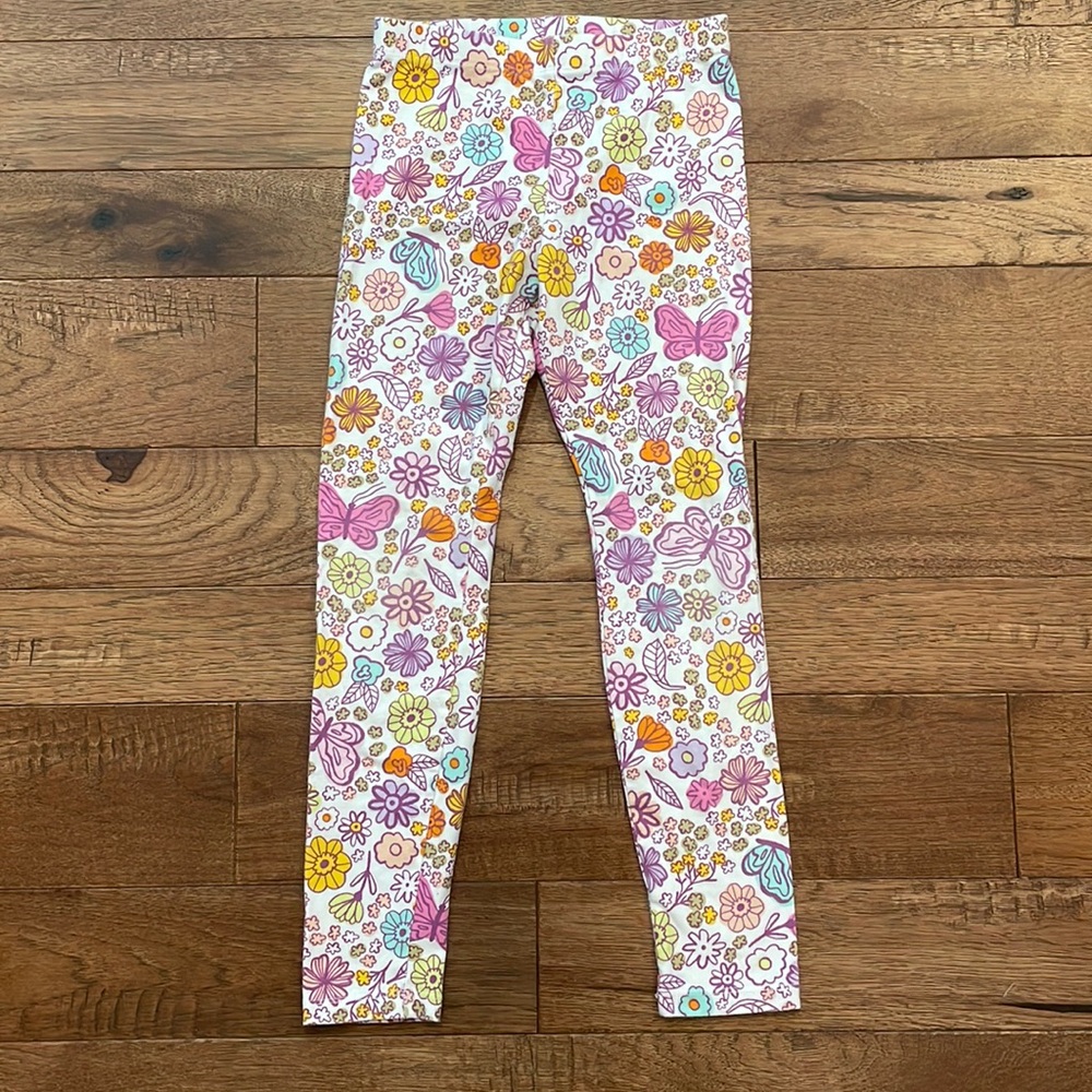 Cat & Jack Girls Leggings - Spring Butterflies and Flowers - Size M (8)